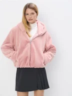 Bluzy damskie - Mohito - Różowa bluza z kapturem - pastelowy różowy - miniaturka - grafika 1