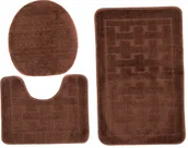 Dywaniki łazienkowe - Stylowy brązowy zestaw dywaników do łazienki w kratę R8-Z17 - miniaturka - grafika 1