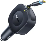 Ładowarki samochodowe - Ładowarka Baseus Ładowarka samochodowa USB-C ze zwijanym kablem USB-C 30W - czarna Ładowarka samochodowa USB-C ze zwijanym kablem USB-C 30W - czarna - miniaturka - grafika 1