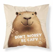 Pościel dla dzieci - Poszewka 40x40 kapibara „Don’t worry be capy” poszewka 3D z motywem zwierzęcym - Fun Dreams - miniaturka - grafika 1
