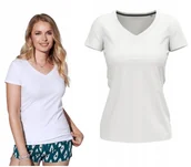 Koszulki i topy damskie - T-shirt Koszulka Damska SLIM Elastic Dekolt V Jakość STEDMAN 9710 BIAŁA XL - Stedman - miniaturka - grafika 1