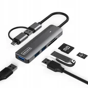 Huby USB - HUB USB-C 7W1 3x USB 3.0 Czytnik Kart SD TF COMBO Zenwire - miniaturka - grafika 1