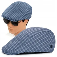 Czapki męskie - KASZKIET Męski Bawełniany na Lato Czapka w Kratkę GRANATOWY Pako Jeans - miniaturka - grafika 1