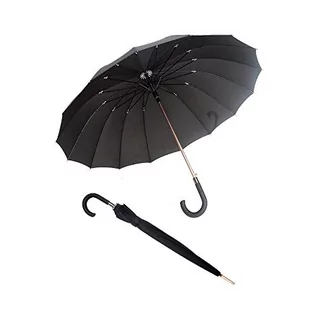 Parasole - Smati Parapluie Long noir automatique - Gentleman 16 baleines fibre de verre Scheduo Stick parasol, 92 cm, 114 litrów, czarny (czarny), Czarny (Noir), 92 centimeters, Parasol z naklejką - grafika 1