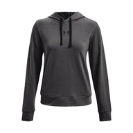 Koszulki i topy damskie - Damska Koszulka z długim rękawem UNDER ARMOUR RIVAL TERRY HOODIE 1369855-010 – Szary - miniaturka - grafika 1