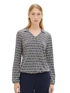 TOM TAILOR Damska koszulka z długim rękawem, 33983 - Blue Brown Geometrics Print, XXS - Koszulki i topy damskie - miniaturka - grafika 1