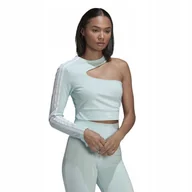 Koszulki i topy damskie - Koszulka damska Adidas Cropped Top miętowa asymetryczna krótka r. 36 - miniaturka - grafika 1
