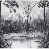 Fototapety - Fototapeta Las Czarno Biały Drzewa 3D 400x280 cm Tapeta Do Sypialni Salonu Kuchni Na Flizelinie - miniaturka - grafika 1