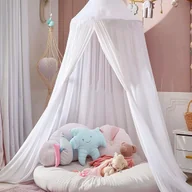 Pościel dla dzieci - MOSKITIERA NAD ŁÓŻKO BALDACHIM SIATKA OWADY KOMARY MUCHY BIAŁY 56x230x450cm - miniaturka - grafika 1
