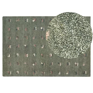 Dywan wełniany ze wzorem w zwierzęta 160x230 cm zielony KIZARLI - Dywany - miniaturka - grafika 1