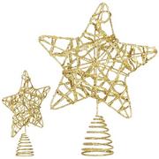 Ozdoby bożonarodzeniowe - Gwiazdka czubek na choinkę ozdoba złota z brokatem - miniaturka - grafika 1
