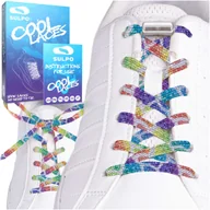 Akcesoria obuwnicze - Sznurówki bez wiązania z zapinkami do biegania tęczowe z brokatem - miniaturka - grafika 1