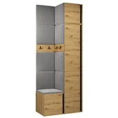 Meble do przedpokoju - Garderoba półszafa szafka na buty meble do przedpokoju z panelami tapicerowanymi ORION 33 dąb artisan biały grafit - miniaturka - grafika 1