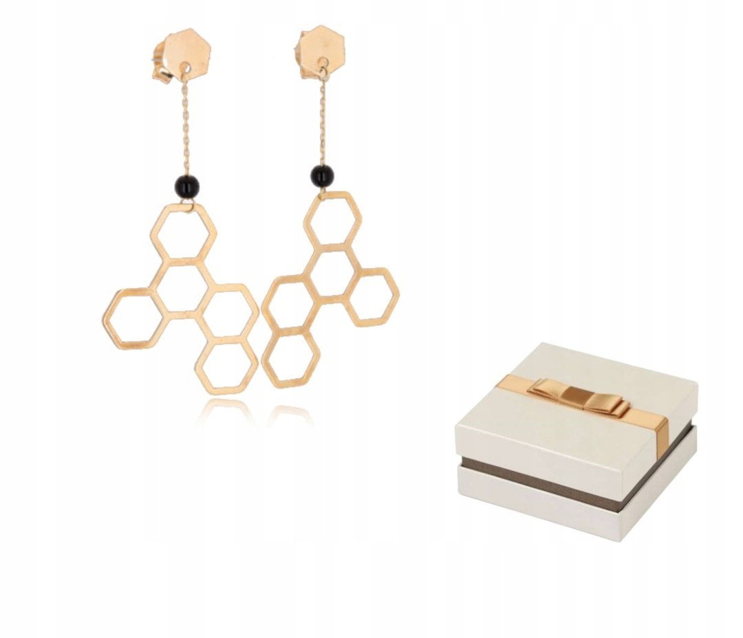 Złoto 585 Złote Kolczyki Plastry Miodu 14 karatów KZ09