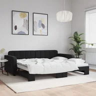 Łóżka - Sofa rozsuwana, czarna, 90x200 cm, aksamit Lumarko! - miniaturka - grafika 1