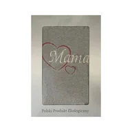Ręczniki - Prezent dla mamy ręcznik 70x140 Mama szary jasny serduszka w pudełku na Dzień Matki - miniaturka - grafika 1