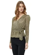 Bluzki damskie - Minus Damska bluzka owijana Mollie 3, czarna ze złotem, 16, Czarny W/złoty, 42 - miniaturka - grafika 1