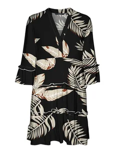 Vero Moda Sukienka w kolorze czarno-beżowym - Sukienki - miniaturka - grafika 1