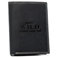 Portfele - Duży portfel męski na karty z nubukowej skóry naturalnej ochrona kart RFID Always Wild, czarny - miniaturka - grafika 1