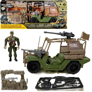 Zestaw Militarny Duży Pojazd wojskowy Jeep Wojsko Żołnierze Figurki - Samochody i pojazdy dla dzieci - miniaturka - grafika 1