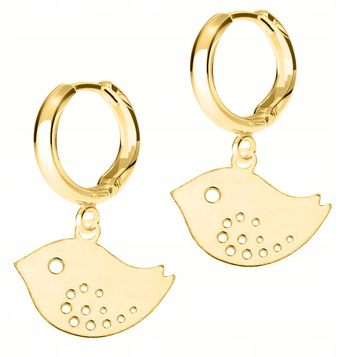 Złote Kolczyki Ażurowe Ptaki Ptaszki Jaskółki Bird Jaskółka SREBRO 925