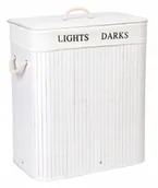 Kosze na bieliznę - Kosz bambusowy na pranie 100L 2 komory biały - miniaturka - grafika 1