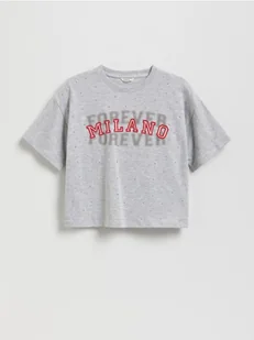 Reserved - T-shirt z aplikacją - jasnoszary - Koszulki dla dziewczynek - miniaturka - grafika 1