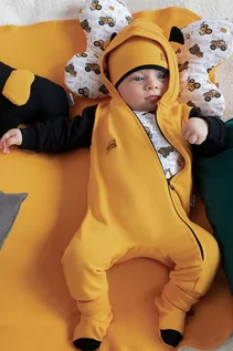 Pajacyki dla niemowląt - Pajac dresowy niemowlęcy  ocieplany  - żółty - grafika 1