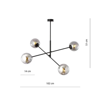 Emibig LINEAR 4 BLACK/GRAFIT 1167/4 lampa sufitowa żyrandol nowoczesny klosze 1167/4 - Lampy sufitowe - miniaturka - grafika 6