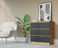 Komody - KOMODA 3 SZUFLAD 70 cm DĄB WOTAN/CZARNY - miniaturka - grafika 1