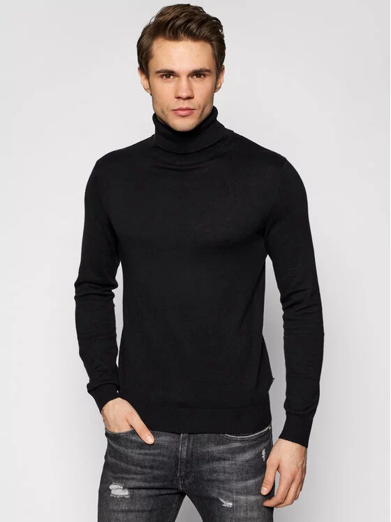 Jack&Jones Golf Emil Knit Roll Neck 12157417 Czarny Regular Fit