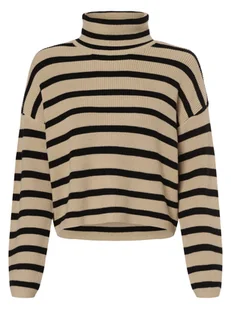 Msch Copenhagen Sweter damski Kobiety wiskoza beżowy|czarny w paski, M/L - Swetry damskie - miniaturka - grafika 1
