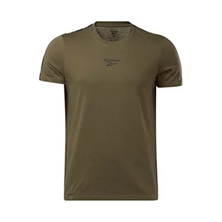 Koszulki męskie - Reebok Męski t-shirt Te Tape Tee wielokolorowa zieleń wojskowa (wojskowa) XL GQ4207_XL - grafika 1