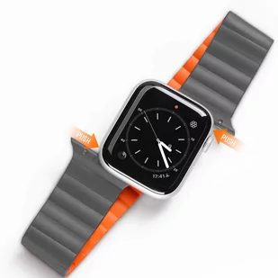 Dux Ducis Magnetic Strap pasek Apple Watch Ultra bransoletka magnetyczna opaska szaro-pomarańczowy (Chain Version) - Akcesoria do smartwatchy - miniaturka - grafika 1
