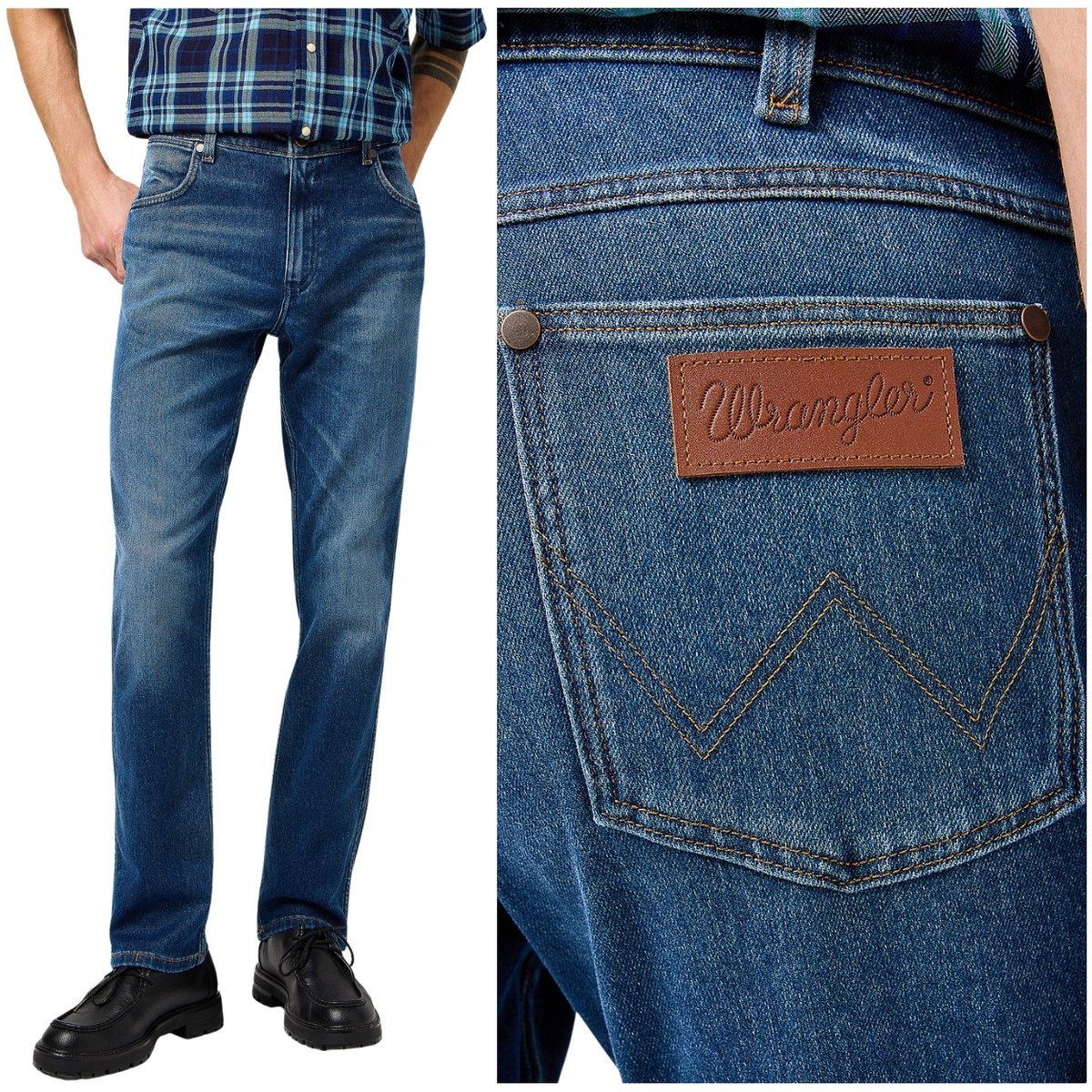 Wrangler GREENSBORO Denim Dusk EPIC SOFT proste spodnie jeansowe W34 L32