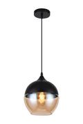 Lampy sufitowe - Lampa sufitowa wisząca E27 LENDER szklana kula z czarną górą GTV DECOR - miniaturka - grafika 1