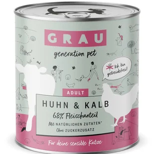 Grau Adult, bez zbóż, 6 x 800g - Kurczak i cielęcina - Mokra karma dla kotów Grau Adult, bez zbóż, 6 x 800g - Kurczak i cielęcina - Mokra karma dla kotów - miniaturka - grafika 1