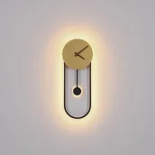 Lampy ścienne - Globo Kinkiet LED Sussy z zegarem, czarny/złoty - miniaturka - grafika 1