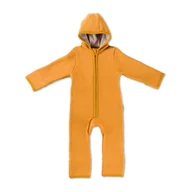 Kombinezony dla dzieci - Rampers niemowlęcy Hofbrucker Elli 100% wełna merino musztardowy z kapturem-62 - miniaturka - grafika 1