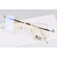 Okulary korekcyjne, oprawki, szkła - Okulary kocie do komputera damskie z filtrem BLUE Light zerówki 2580-3 złoto-białe - miniaturka - grafika 1