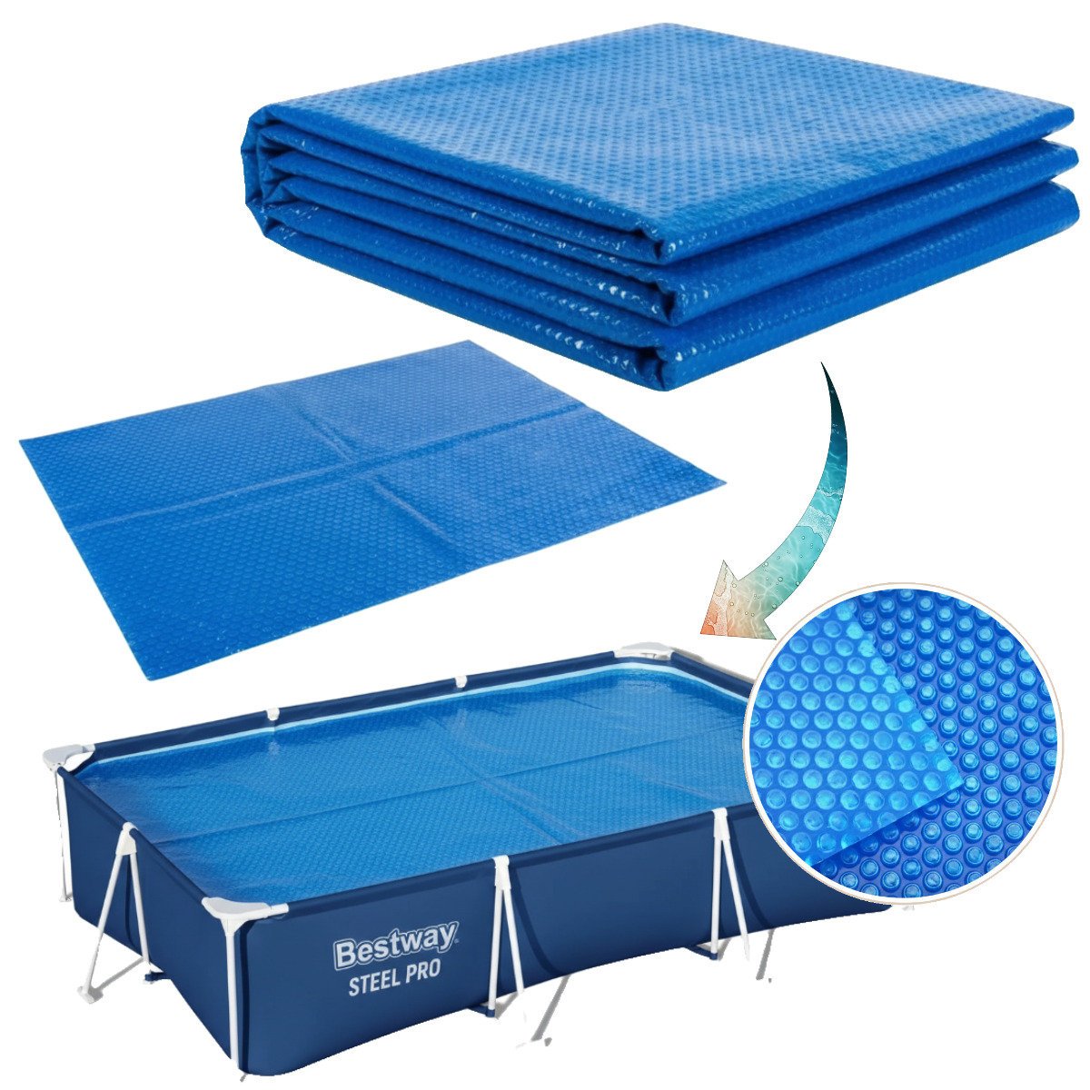 Bestway pokrywa mata solarna grzewcza 220qm do basenu  steel pro 300x201 cm