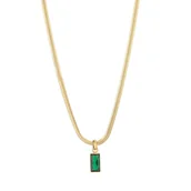 Łańcuszki - Naszyjnik złoty szmaragdowa cyrkonia - stal szlachetna - łańcuszek z diamentem zielonym - miniaturka - grafika 1