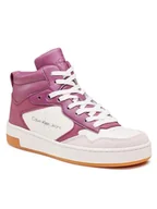 Sneakersy damskie - Calvin Klein Jeans Sneakersy Basket Cupsole Mid Lth Mono YW0YW00877 Fioletowy - miniaturka - grafika 1