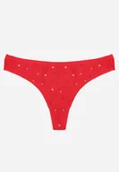 Majtki damskie - Czerwone Majtki Strongi z Drobnym Nadrukiem z Bawełną Clymeine - miniaturka - grafika 1