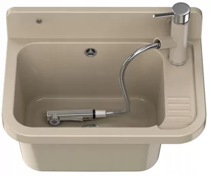 Zlew Gospodarczy Beż Komora Pralnia Garaż Bateria - Zlewy i komory gospodarcze - miniaturka - grafika 1