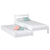 Łóżka - Drewniane łóżko pojedyncze z szufladą na materac N01 biały 100x200 - miniaturka - grafika 1