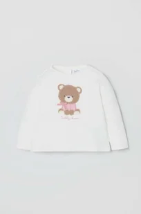 OVS longsleeve bawełniany niemowlęcy kolor biały - Bluzki dla niemowląt - miniaturka - grafika 1