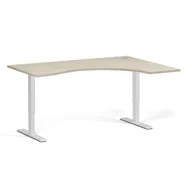 Biurka - Stół z regulacją wysokości, 2 silniki, 745 - 1215 mm, ergonomiczny L/P, blat 1600 x 1200 mm, podstawa biała, dąb naturalny - miniaturka - grafika 1