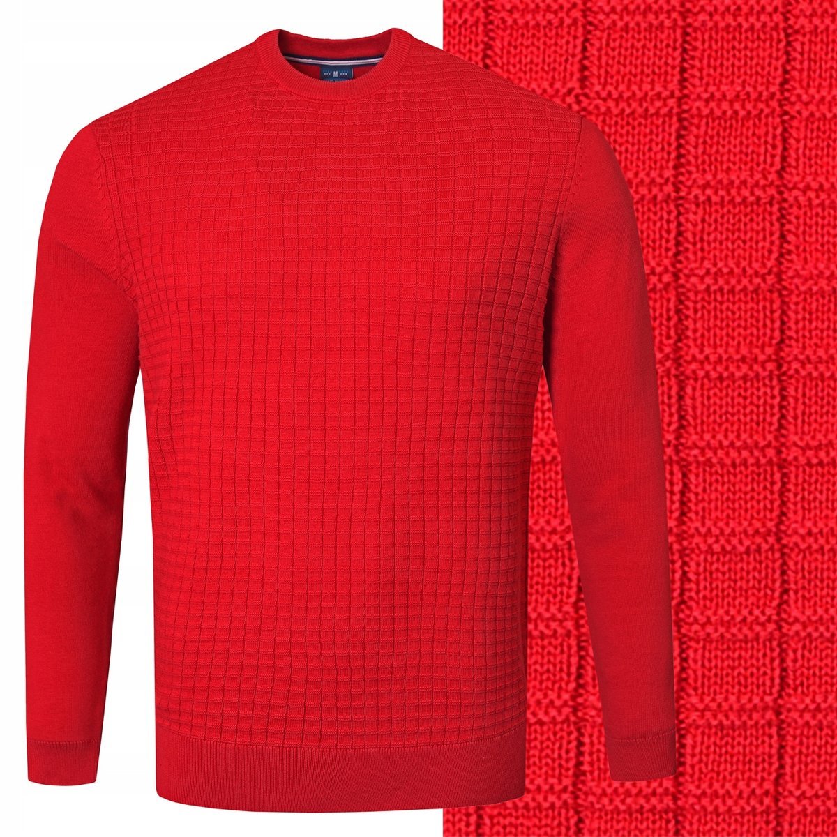 Elegancki SWETER Męski Klasyczny CZERWONY Bawełniany 3XL Pako Jeans