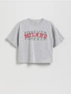 Koszulki dla dziewczynek - Reserved - T-shirt z aplikacją - jasnoszary - miniaturka - grafika 1